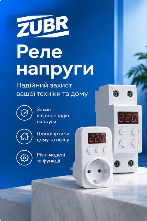 Реле напряжения и электрозащита Zubr