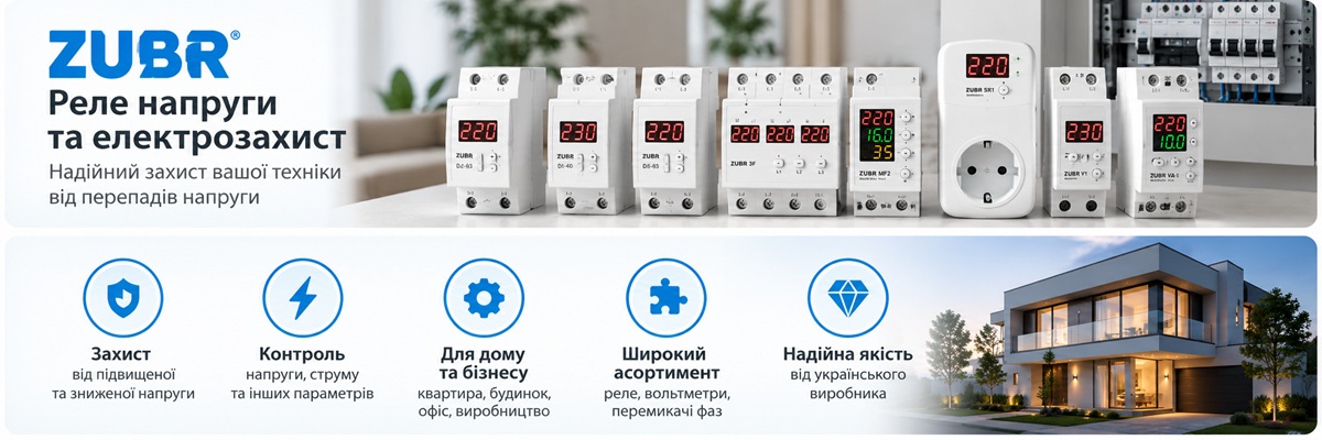 Реле напряжения и электрозащита ZUBR — ассортимент устройств