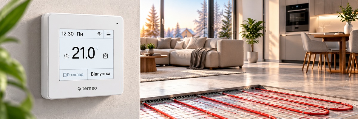Wi-Fi терморегулятор terneo для керування електричною теплою підлогою в будинку.