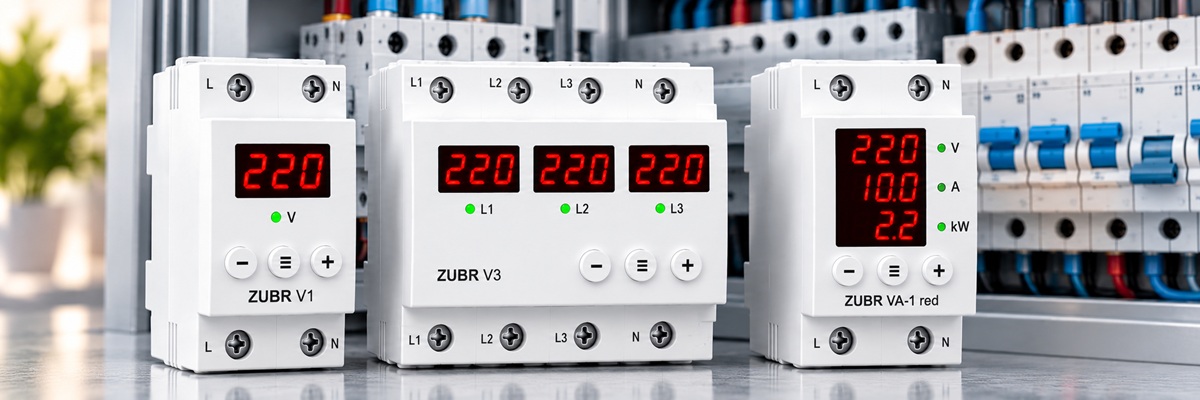 Цифровые вольтметры и амперметры ZUBR V1, V3 и VA-1 red для контроля параметров электросети